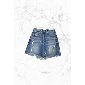 NEW MCGUIRE izabel high rise mini skirt w/ embroidery in highgarden